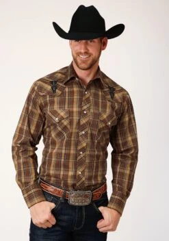 ROPER 00312 BROWN AND TAN PLAID