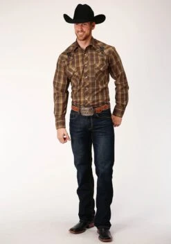 ROPER 00312 BROWN AND TAN PLAID -Stetson Clothing Shop 0100100160103b