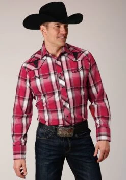 Roper Red & Black Long Sleeve Western Shirt