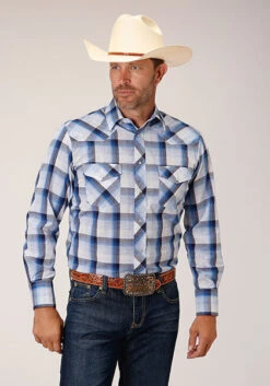 ROPER 1631 MULIT BLUE/WHITE PLAID
