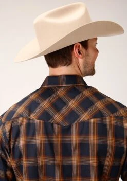 ROPER 822 NAVY & BROWN PLAID -Stetson Clothing Shop 0100101011003c
