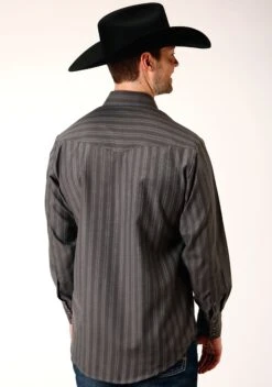 ROPER 826 CHARCOAL DOBBY STRIPE -Stetson Clothing Shop 0100101440106c
