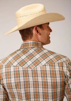 Roper Khaki Forest Plaid Short Sleeve Shirt 5 Roper Khaki Forest Plaid Short Sleeve Shirt -Stetson Clothing Shop 0100201010582c