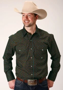 ROPER 1376 CHOCOLATE AGAVE FOULARD