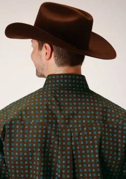 ROPER 1376 CHOCOLATE AGAVE FOULARD -Stetson Clothing Shop 0300103250173c