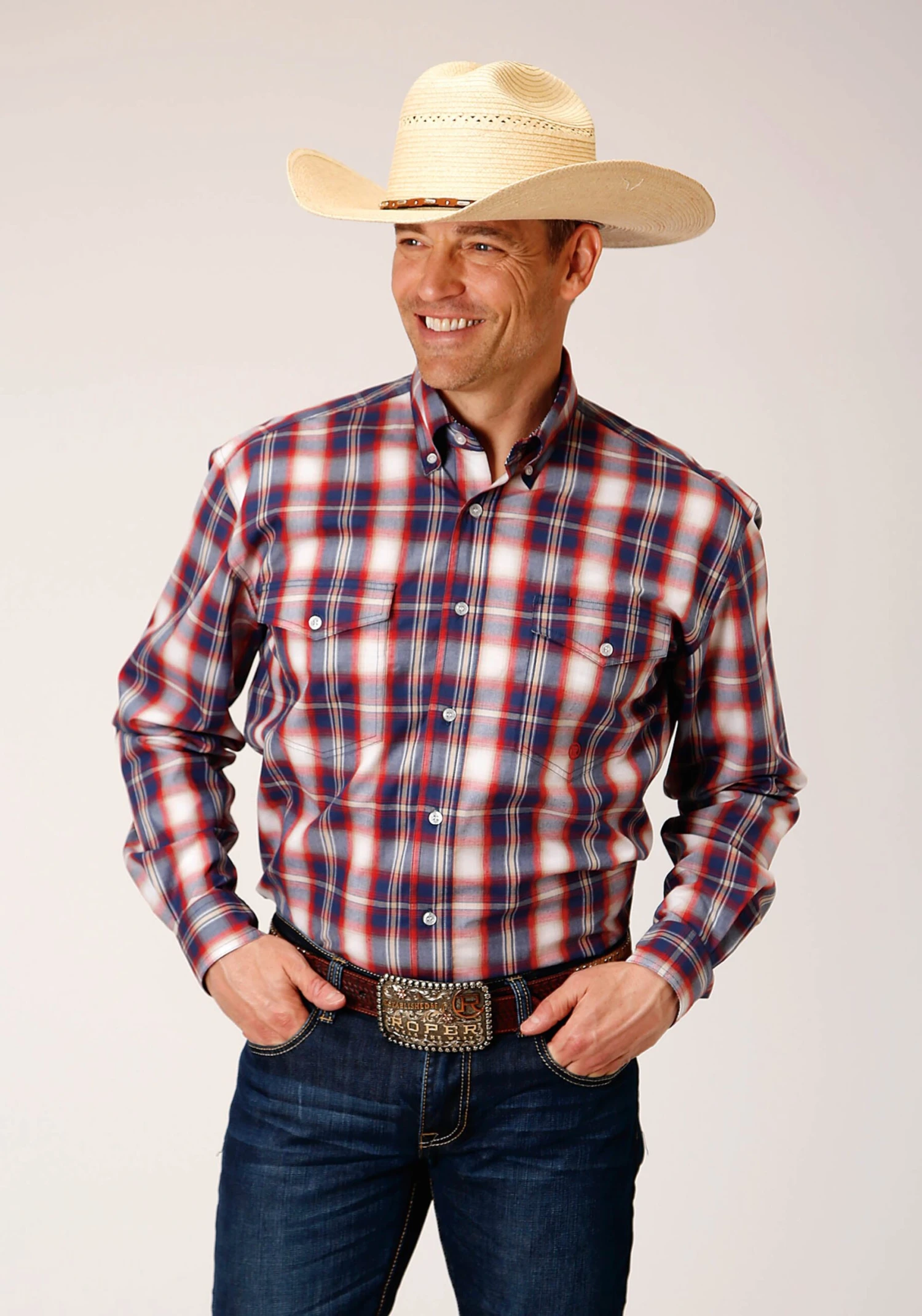 Roper Button Up Independence Plaid Long Sleeve Shirt 1 Roper Button Up Independence Plaid Long Sleeve Shirt