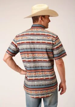 Roper Sandstone Aztec Snap Short Sleeve Shirt -Stetson Clothing Shop 0300200670468c