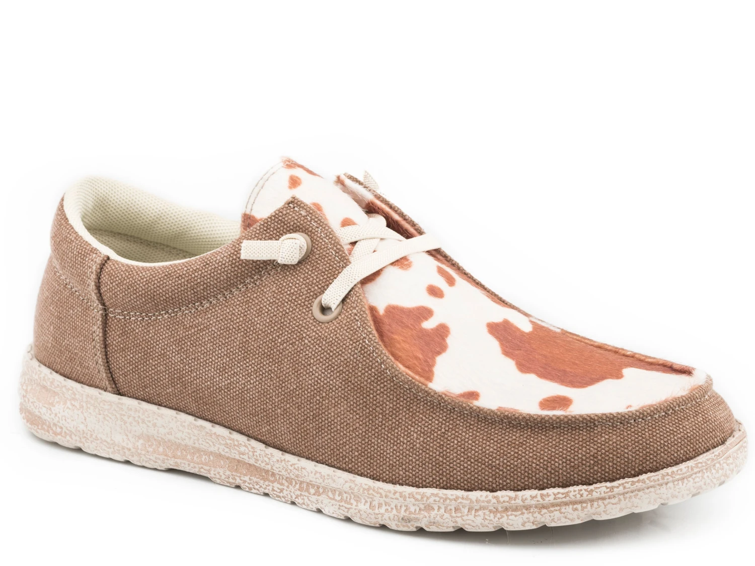 ROPER BROWN CANVAS WITH COW PRINT VAMP 1 ROPER BROWN CANVAS WITH COW PRINT VAMP