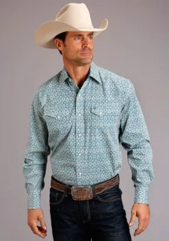 Stetson Vintage Pattern Long Sleeve Snap
