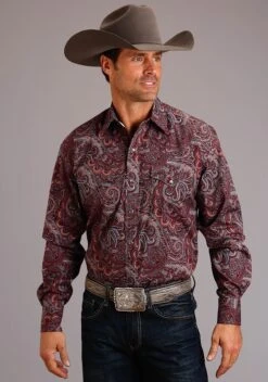 Stetson Sandstone Paisley Long Sleeve Snap