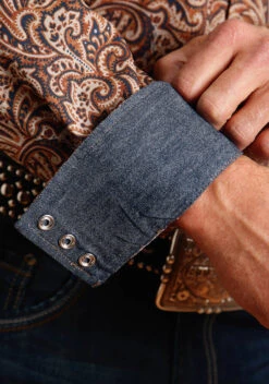 Stetson Leather Paisley Long Sleeve Snap -Stetson Clothing Shop 1100104256066c