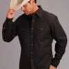 Stetson Charcoal Corded Denim Long Sleeve Shirt