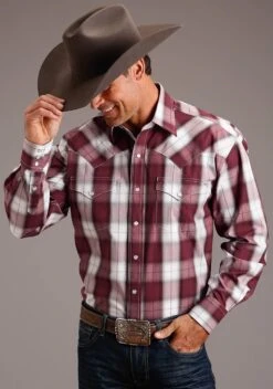 Stetson Shadow Wine Long Sleeve Snap