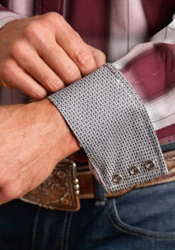 Stetson Shadow Wine Long Sleeve Snap -Stetson Clothing Shop 1100104780368c