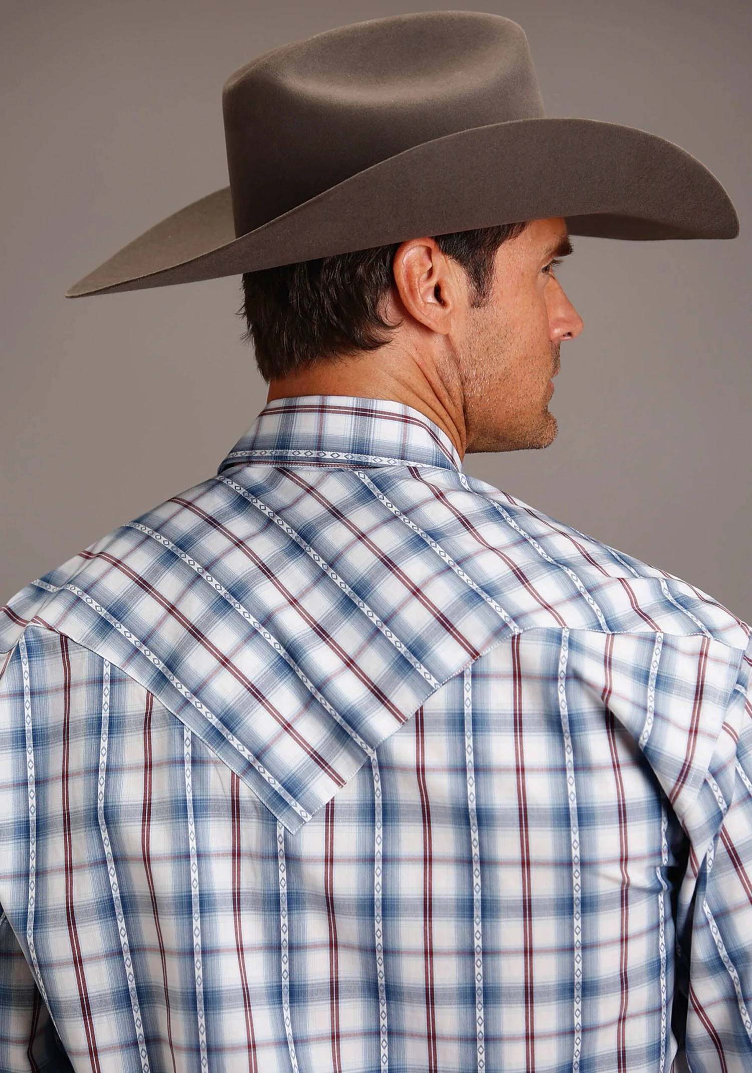 Stetson Blue Diamond Dobby Long Sleeve Shirt 2 Stetson Blue Diamond Dobby Long Sleeve Shirt - Image 2