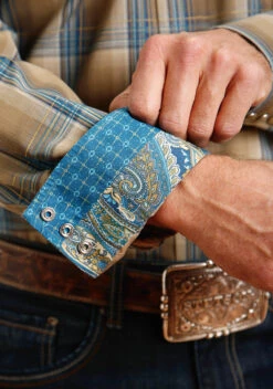 Stetson Khaki Ombre Long Sleeve Snap 5 Stetson Khaki Ombre Long Sleeve Snap -Stetson Clothing Shop 1100104786040c