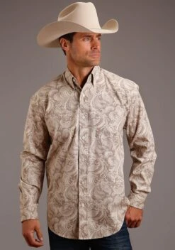 Stetson Khaki Paisley Long Sleeve Shirt