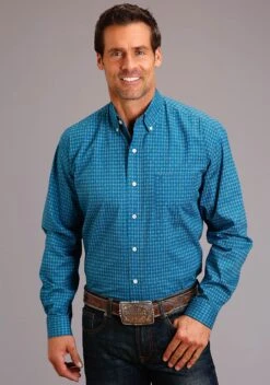 Stetson Teal Geo Long Sleeve Shirt