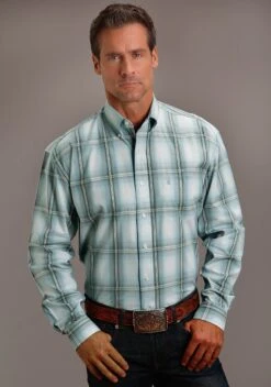 Stetson Gray Sky Plaid Long Sleeve Shirt