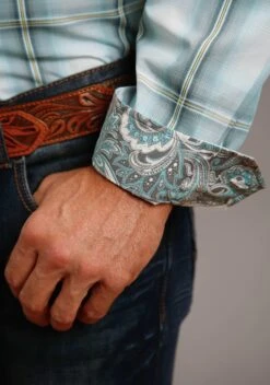 Stetson Gray Sky Plaid Long Sleeve Shirt -Stetson Clothing Shop 1100105794004c