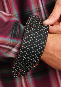 Stetson Satin Stripe Plaid Long Sleeve Button Up -Stetson Clothing Shop 1100105796004c