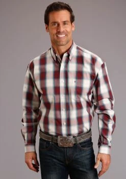Stetson Wine Plaid Long Sleeve Shirt