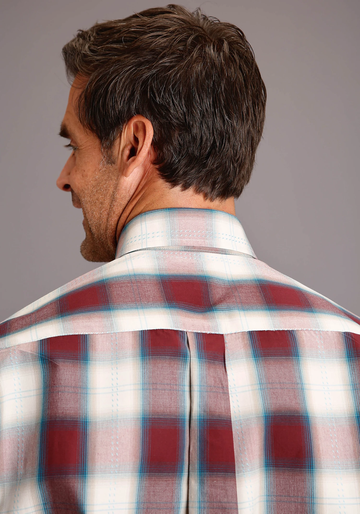 Stetson Wine Plaid Long Sleeve Shirt 2 Stetson Wine Plaid Long Sleeve Shirt - Image 2