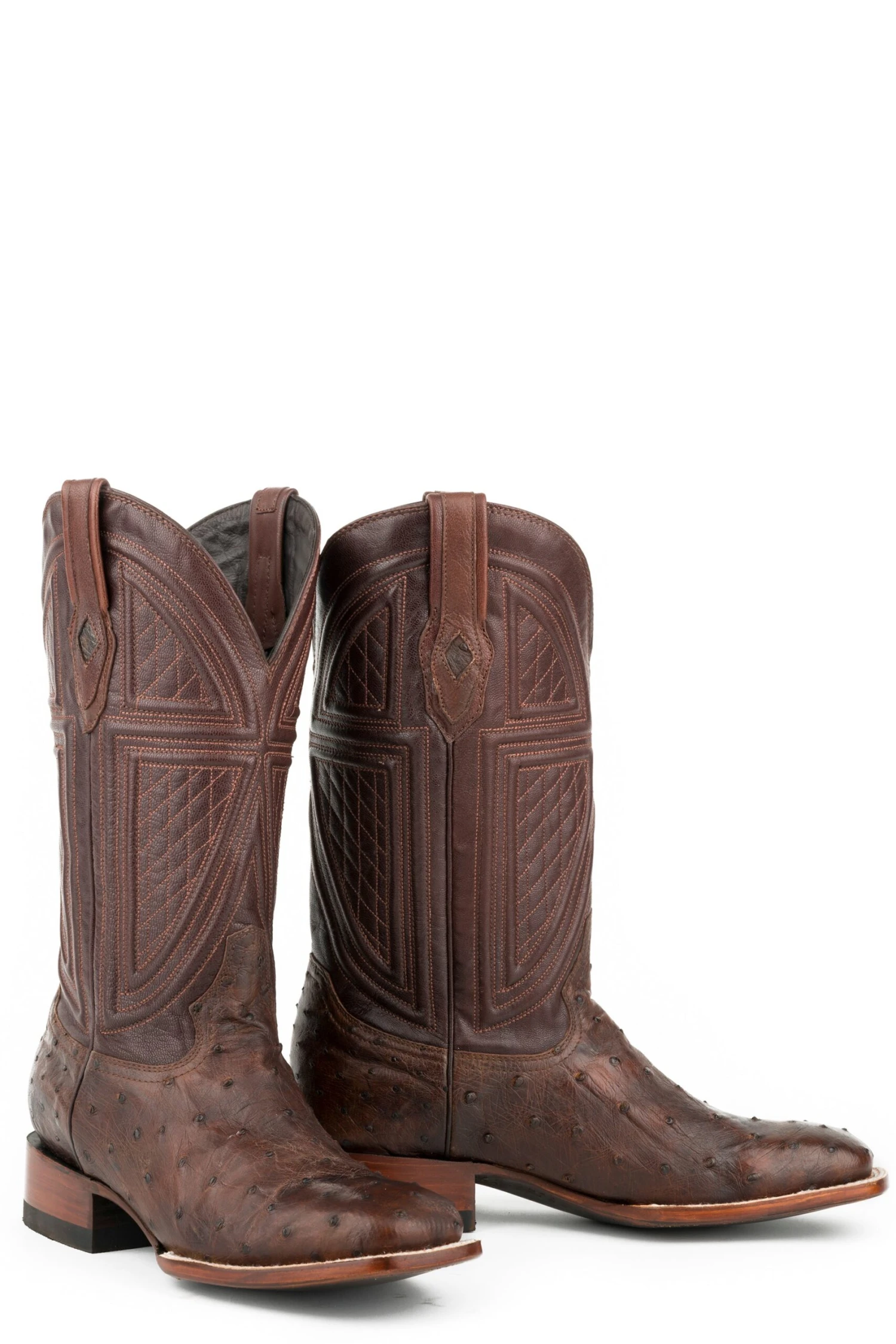 John B. Stetson Tabaco Brown Ostrich Square Toe Boot 1 John B. Stetson Tabaco Brown Ostrich Square Toe Boot