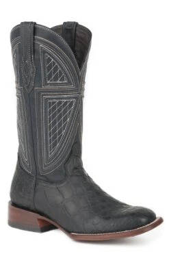 John B. Stetson Black Alligator Square Toe Boot