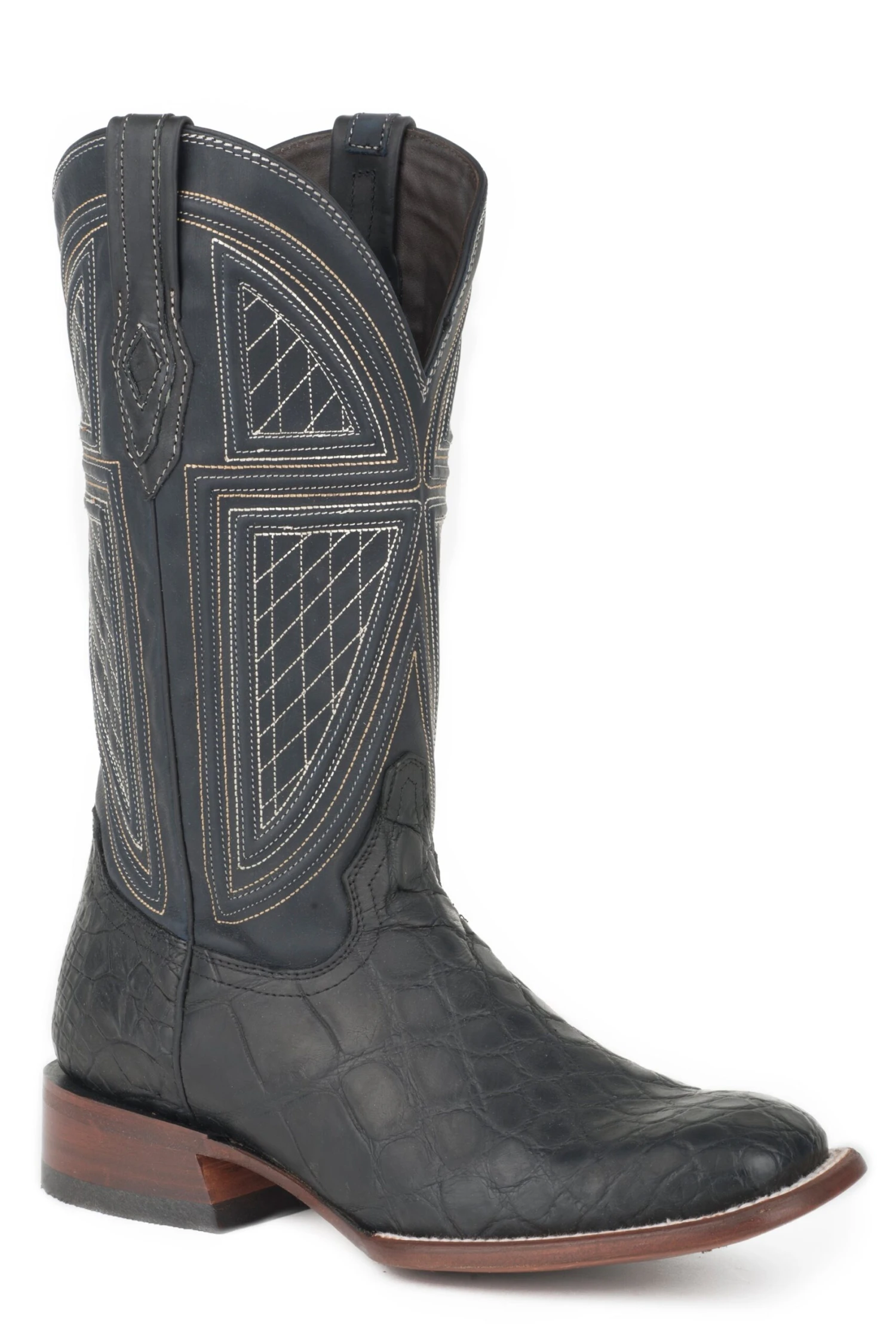 John B. Stetson Black Alligator Square Toe Boot 1 John B. Stetson Black Alligator Square Toe Boot